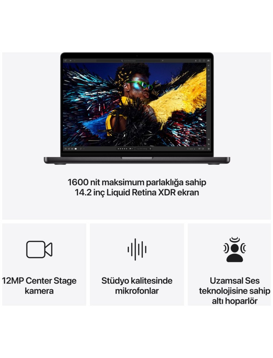 Apple MacBook Pro M4 Max 36GB 1TB SSD macOS 14" Taşınabilir Bilgisayar Uzay Siyahı MX2K3TU/A